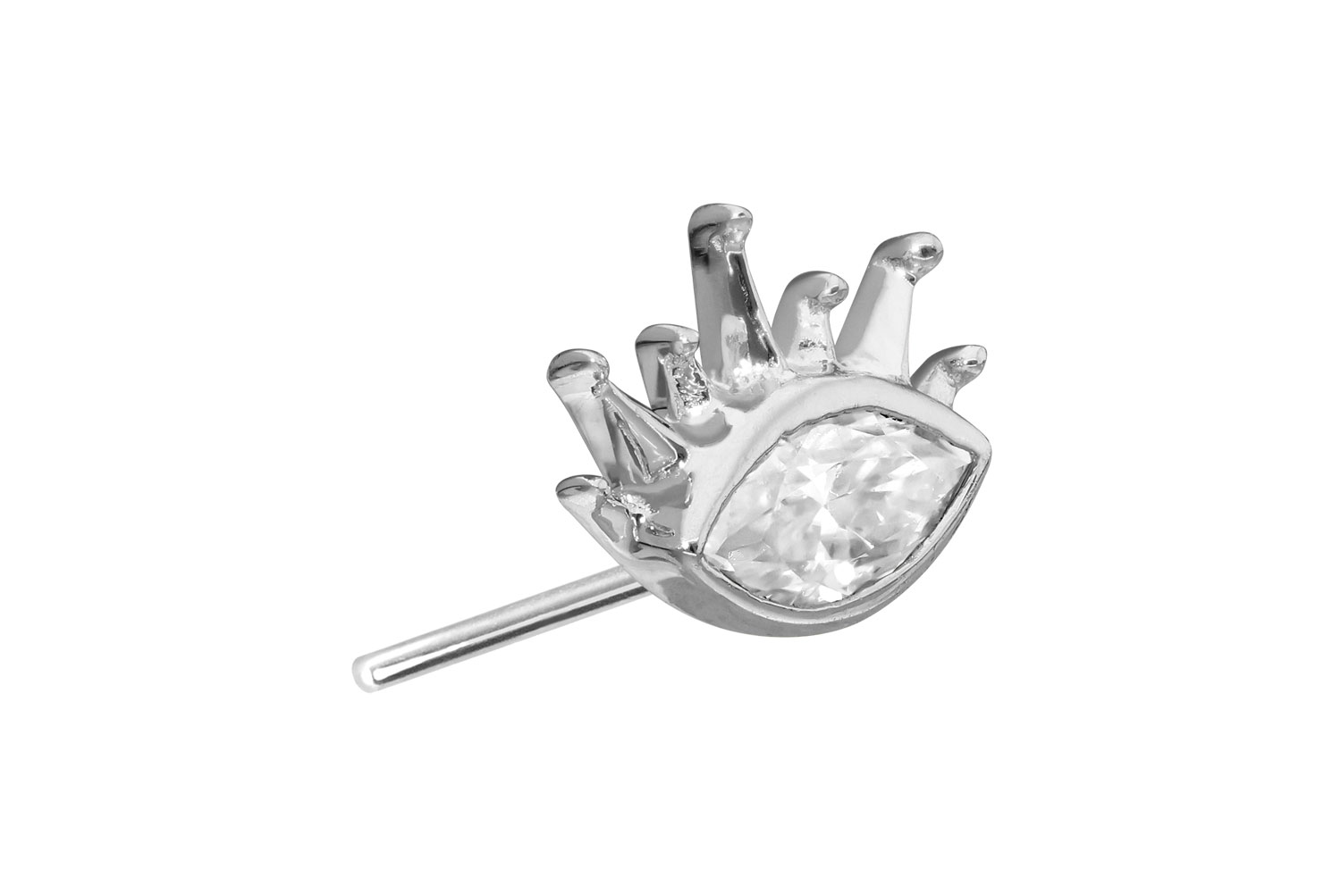 14 Karat Gold Aufsatz mit Titan Push Pin MOISSANIT-OVAL + SONNENSTRAHLEN von Piercingline